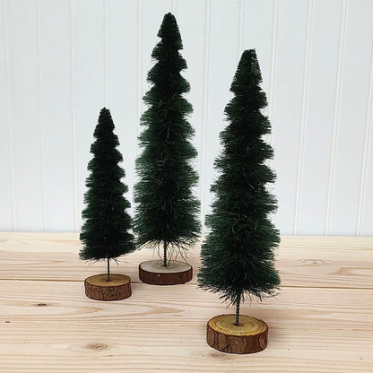 Deep Forest Green Spiral Bottlebrush Tree Set