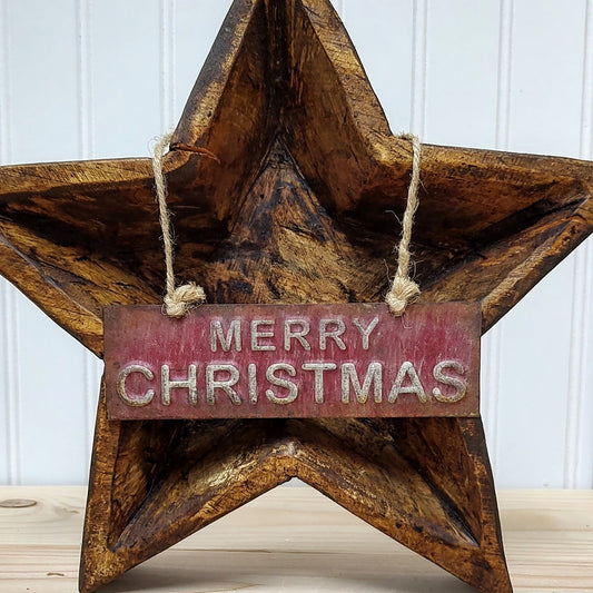 Rustic Red Merry Christmas Metal Ornament