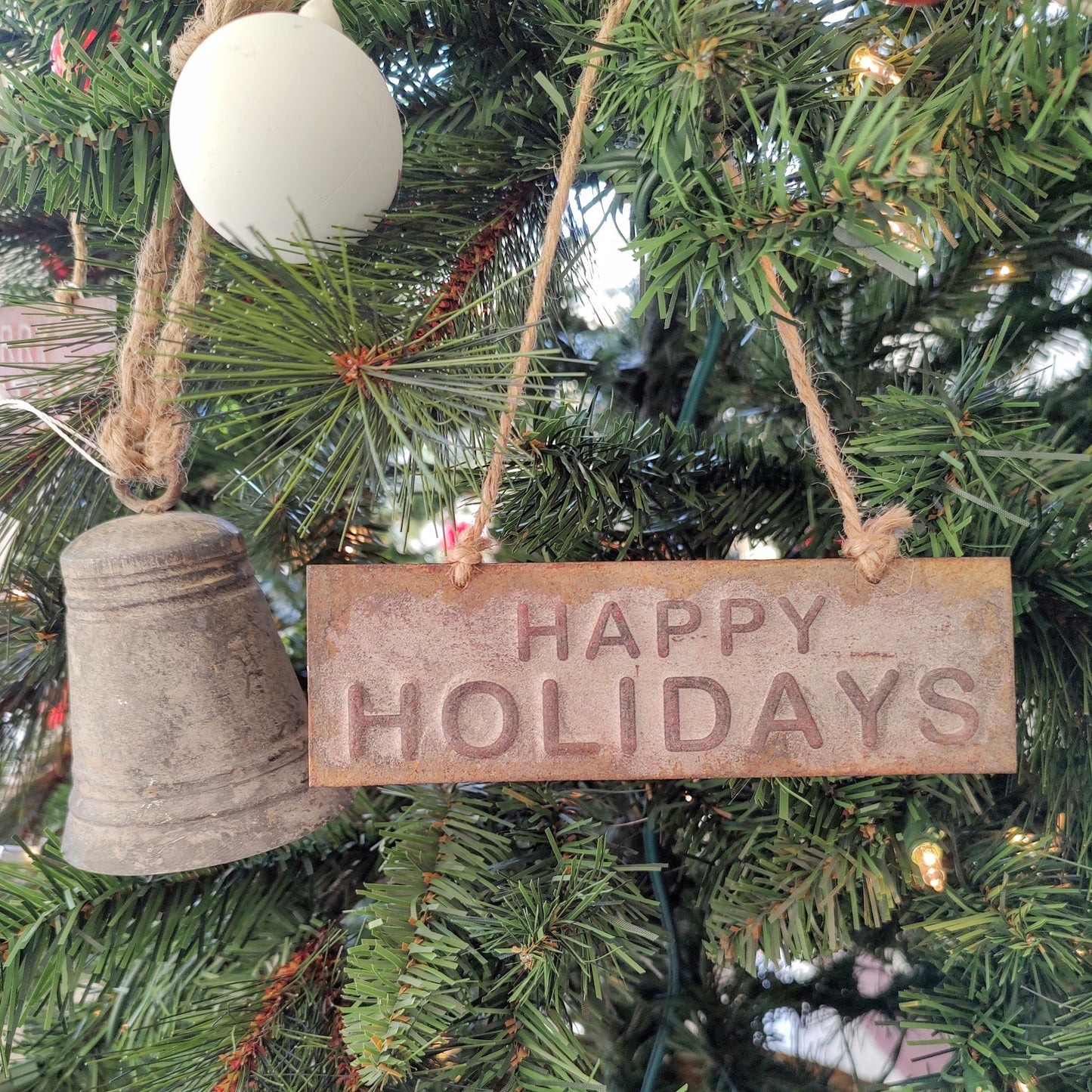 Rustic Happy Holidays Metal Ornament