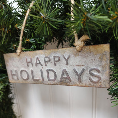 Rustic Happy Holidays Metal Ornament