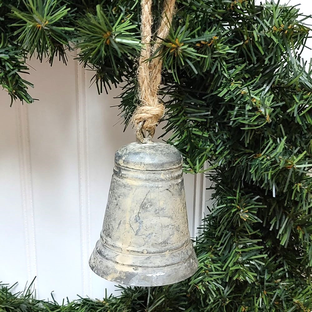 Galvanized Rustic Hanging Bell Ornament