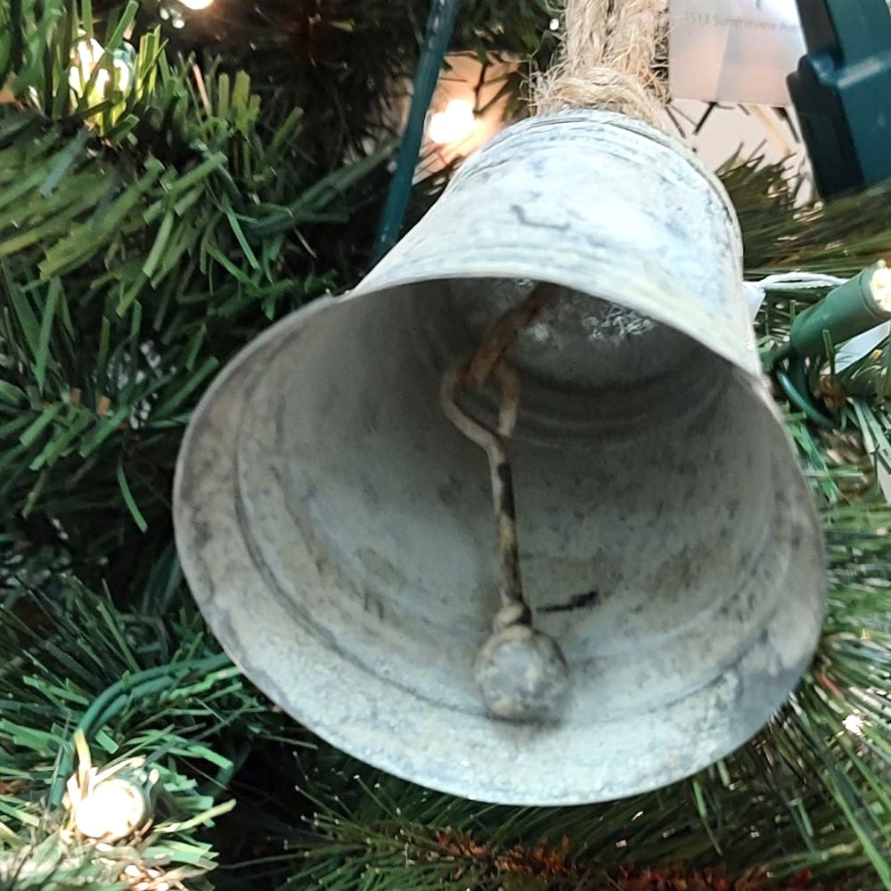 Galvanized Rustic Hanging Bell Ornament