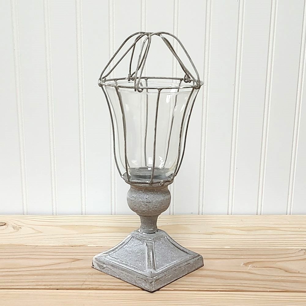 Aged Glass and Metal Tea Light Lantern