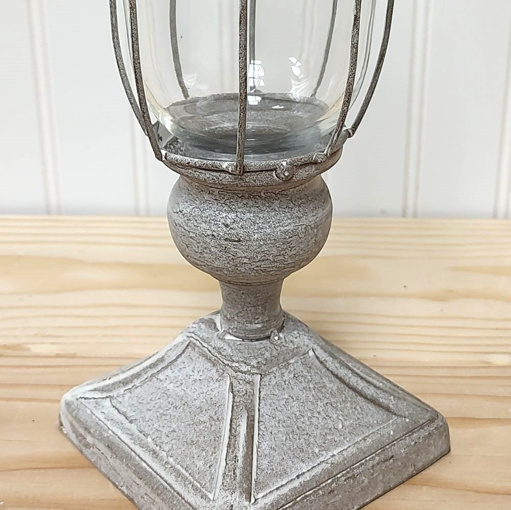 Aged Glass and Metal Tea Light Lantern