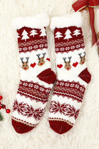 Santa Claus Christmas Red Fleece Socks