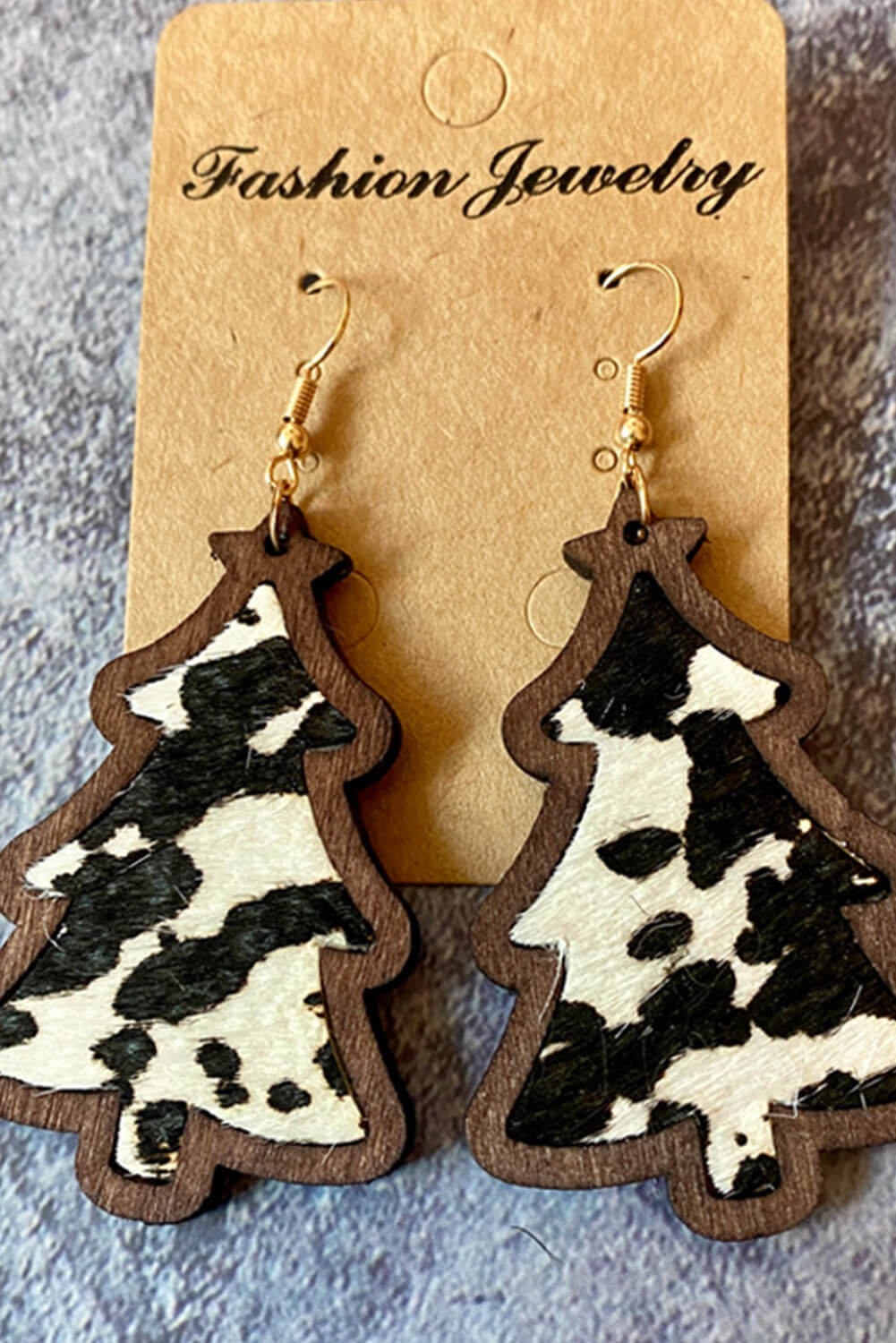 Cow Christmas Tree Dangle Earrings