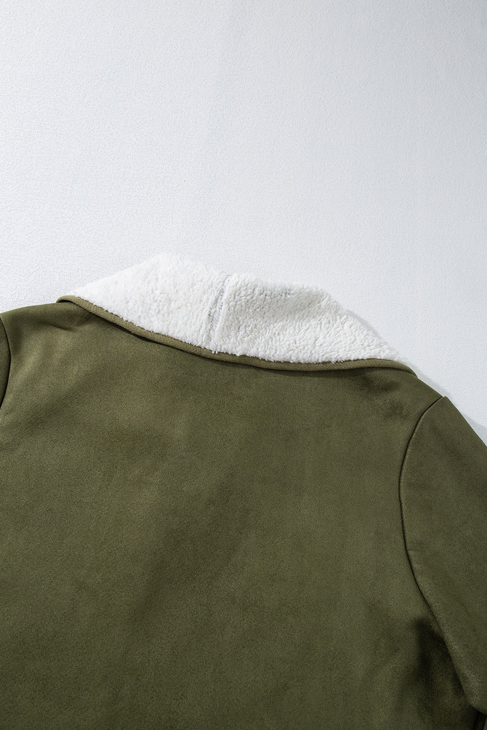 Green Faux Suede Fleece Lined Jacket