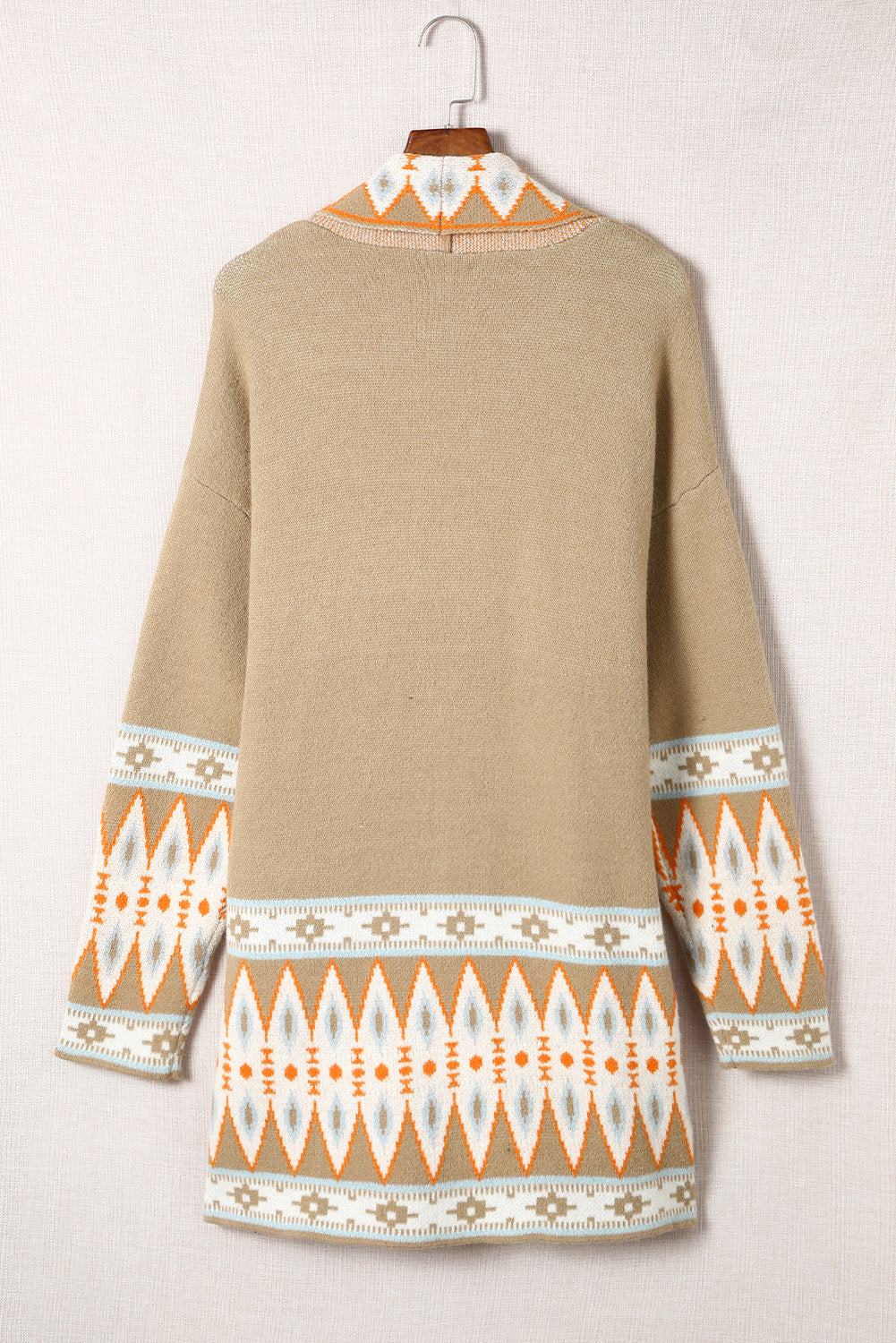 Aztec Print Knitted Long Cardigan